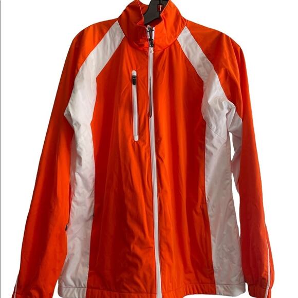 NWT Antigua Jacket Women M Orange White Desert Dry Xtra-Lite Windbreaker Outdoor - Picture 1 of 12